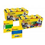 Lego® Classic Super-Set: 2 x 10696 Bausteinebox + 10700 + 10714 Bauplatte grün und blau - neusse Bausteine-Box