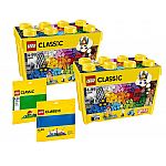 Lego® Classic Maxi-Set: 2 x 10698 Große Bausteinebox + 10700 grüne Bauplatte + 10714 blaue Bauplatte